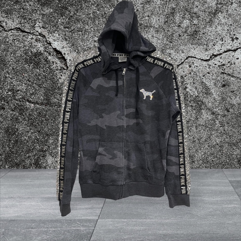 Victoria Secret/ PINK pull over zip up camo hoodie